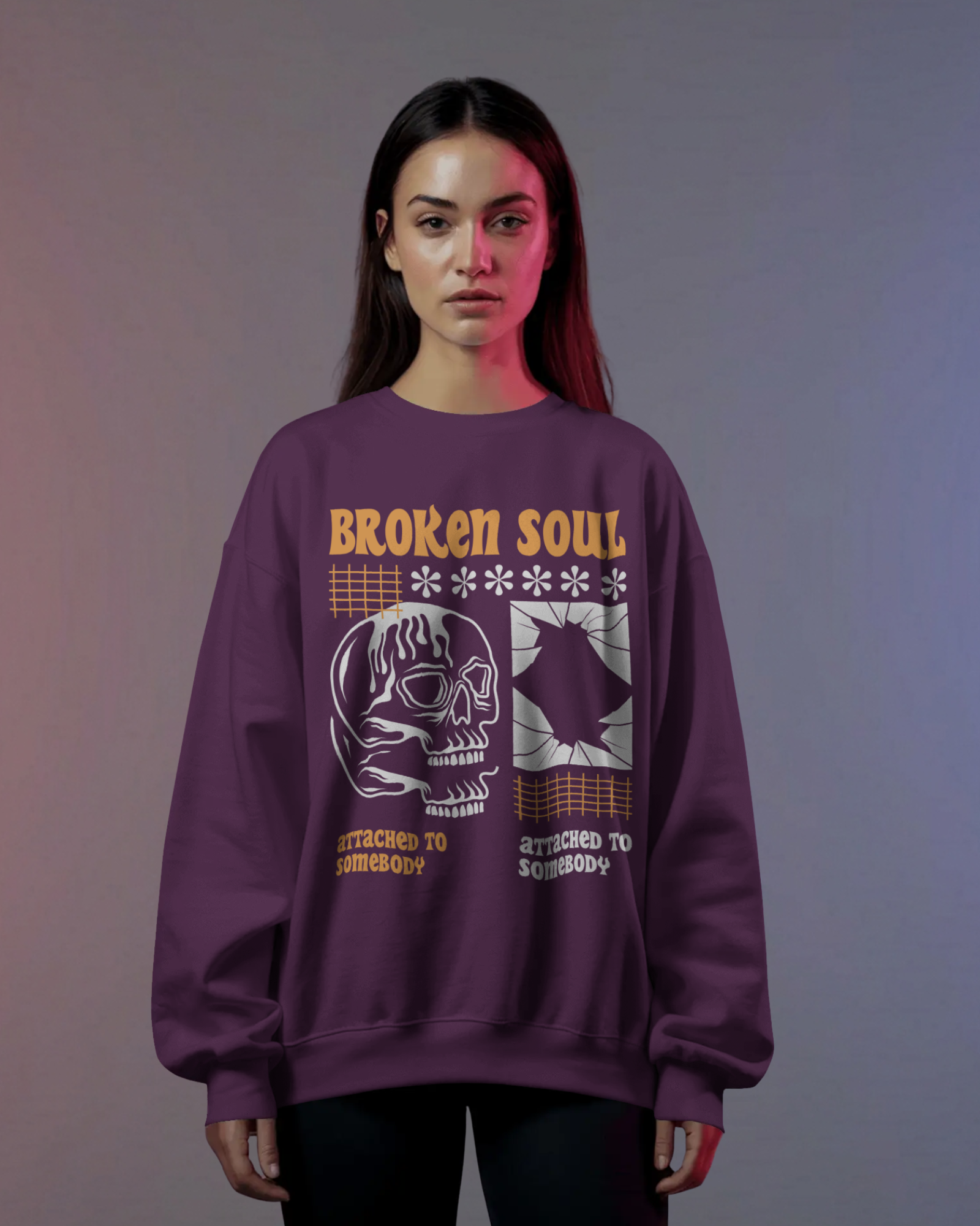 Broken Soul Sweatshirt (Dark Purple)