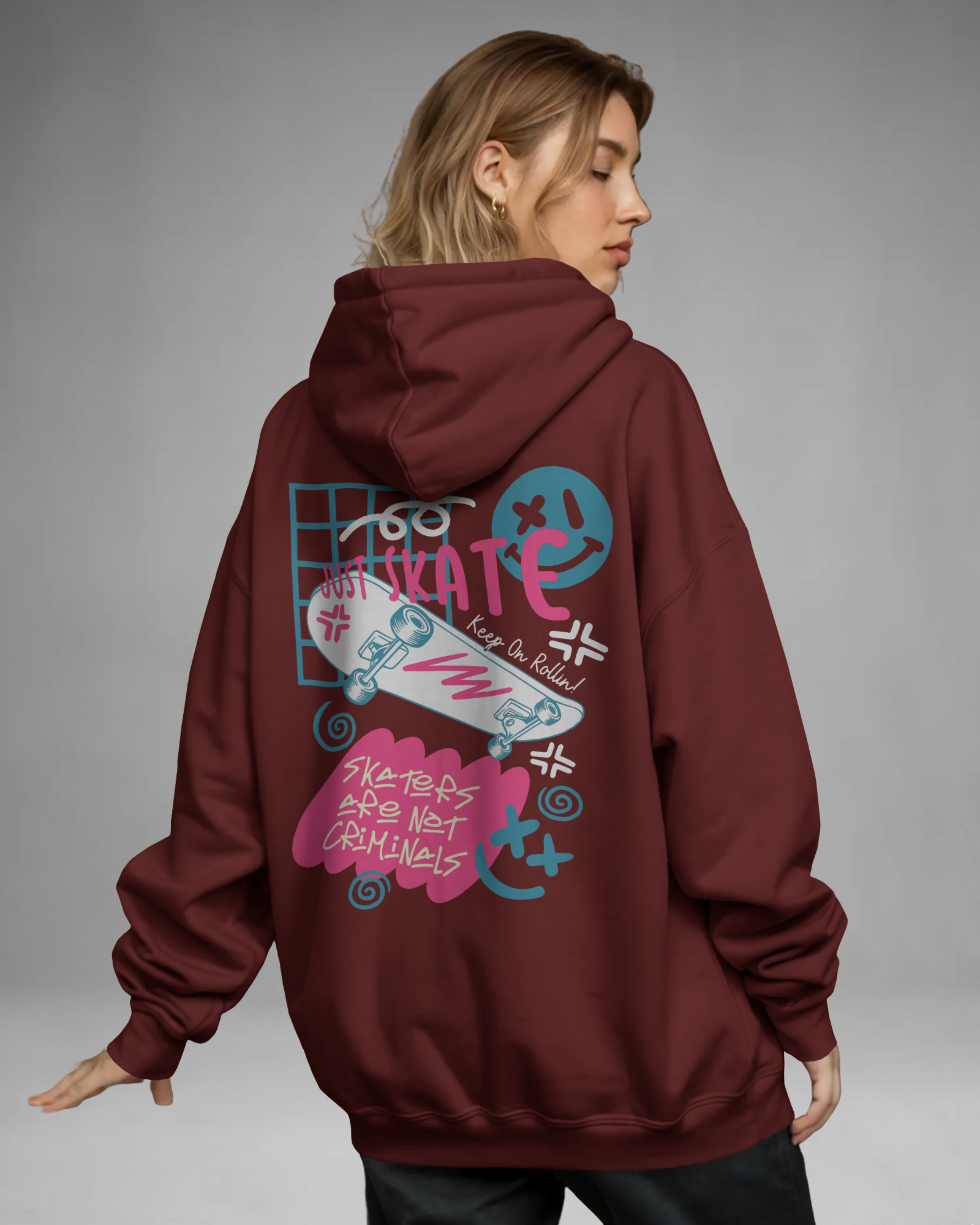 JUST SKATE Hoodie (Maroon)