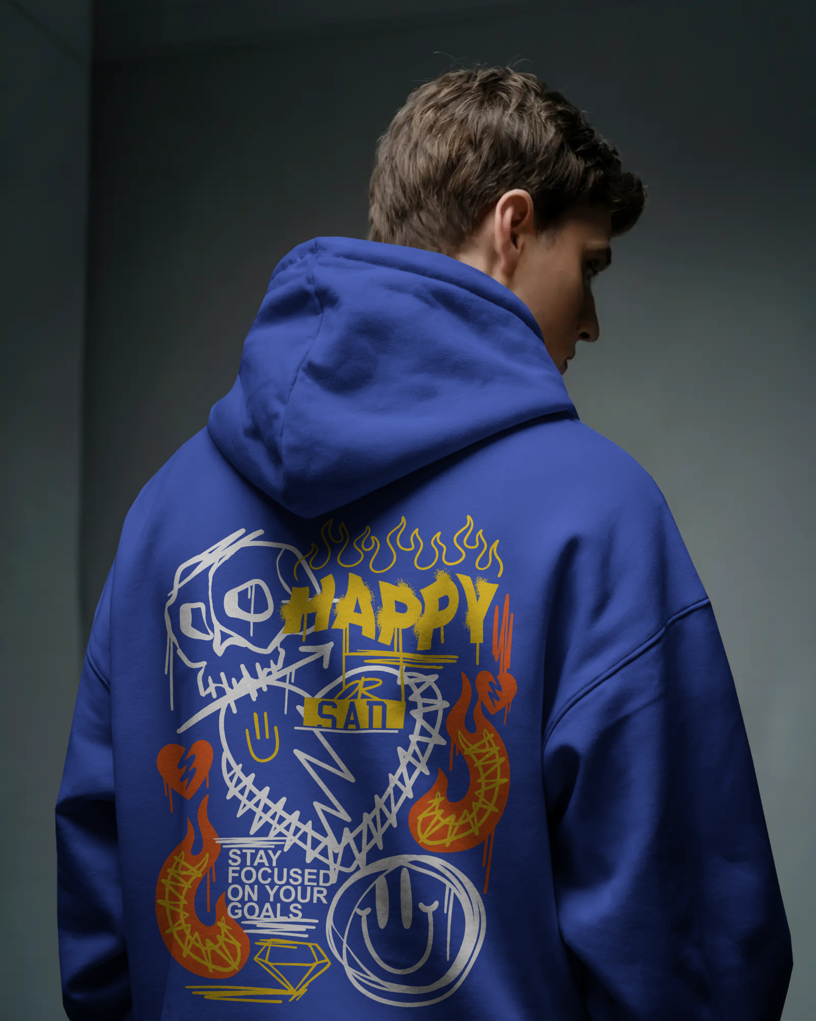 HAPPY Oversize Hoodie (Royal Blue)