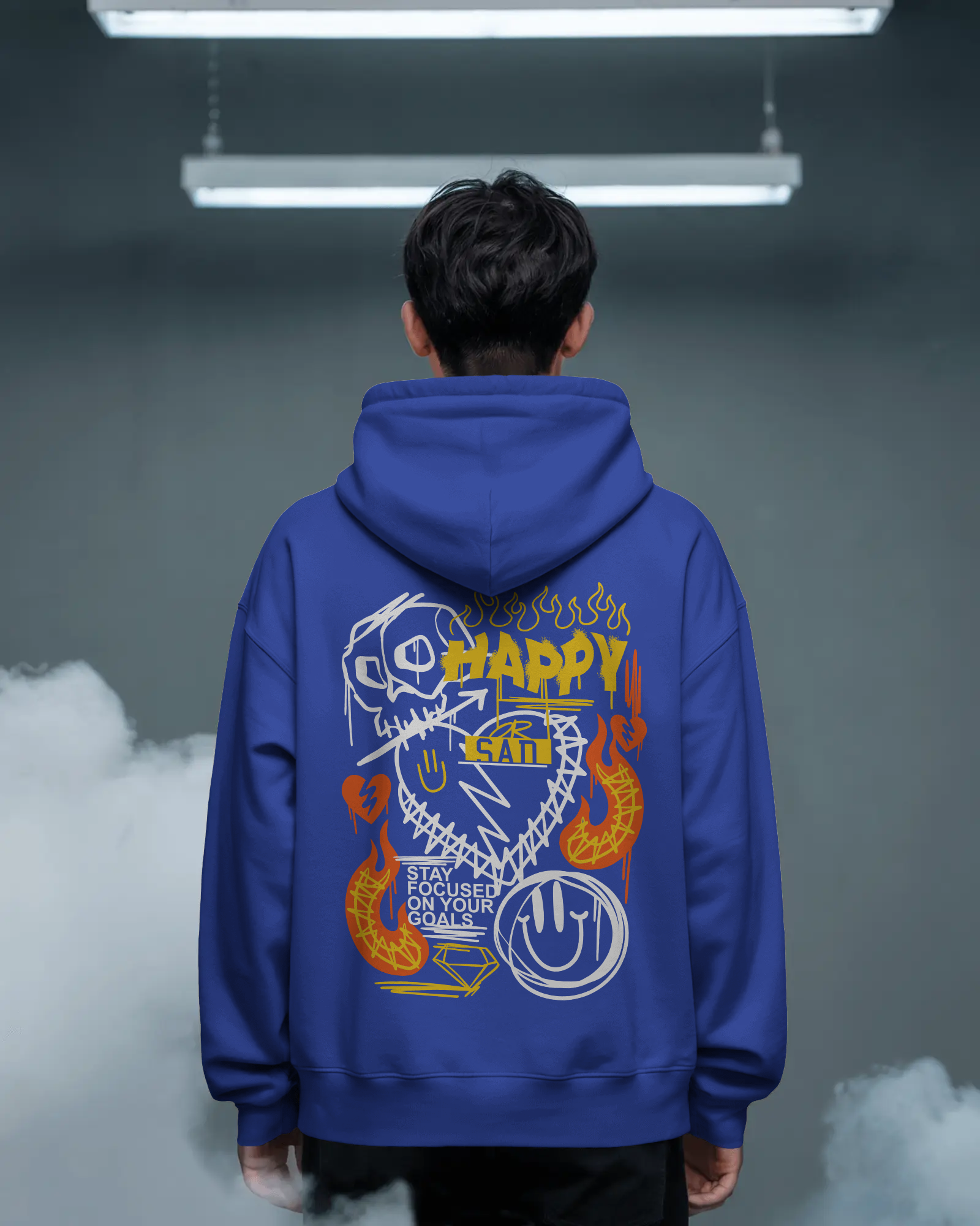 HAPPY Oversize Hoodie (Royal Blue)
